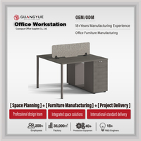 Poste de travail de bureau moderne pour 2 personnes avec armoire de rangement pour espace de travail ouvert