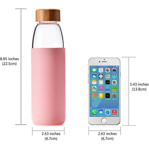 Botella de Agua Deportiva Portátil de Vidrio de Borosilicato Alto con Funda de Silicona - Product Image 4