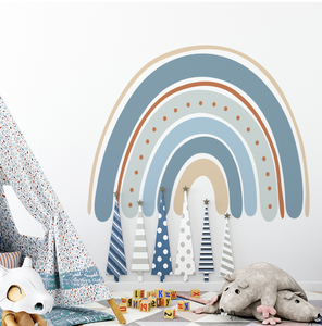 Boho Nordique Bleu Énorme <span class=keywords><strong>Arc</strong></span>-<span class=keywords><strong>en</strong></span>-<span class=keywords><strong>ciel</strong></span> Auto-adhésif Amovible Décalque PVC Étanche Maison Déco Enfants Sticker Mural pour Enfants Bébé <span class=keywords><strong>Chambre</strong></span> - Product Image 2