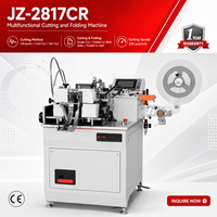 Machine de traitement d'étiquettes textiles automatique JZ-2817CR, pliage simple/double face, découpe ultrasonique à froid/à chaud, garantie 1 an