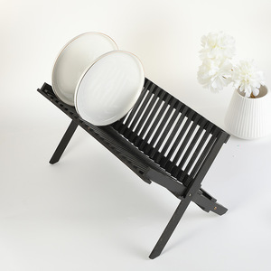 Égouttoir à vaisselle pliable en bois massif pour comptoir de cuisine, forme carrée - Product Image 4