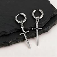 Boucles d'oreilles pendantes gothiques en argent et or avec pendentif en zircon en forme de croix