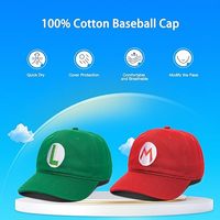 Topi Baseball Novelty Super Bros Dewasa Merah Hijau 100% Katun, Pinggiran Melengkung, Bordir Figur Anime, Perlengkapan Mario