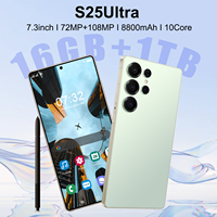 Teléfono Android S25 Ultra Multi-idioma con Stylus, Doble SIM, Pantalla Grande de 7.3 ", Deca Core, 16GB RAM, Smartphone 5G, ¡Gran Venta!