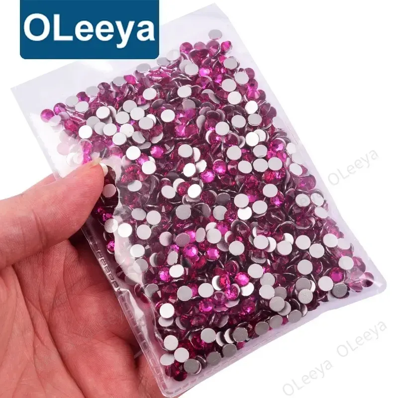 Оптовая продажа от производителя Oleeya, 2028 популярное розовое стекло, стразы с плоской задней стороны, Стразы для одежды