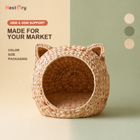 Lit pour chat en rotin tressé à la main, écologique, naturel, solide, fait main, niche pour chien, panier, mode, intérieur
