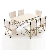 Table de camping en aluminium pliable Portable de taille moyenne avec 4 chaises pliantes