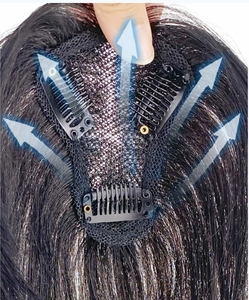 Meilleure vente dentelle suisse 100% <span class=keywords><strong>Remy</strong></span> <span class=keywords><strong>Martin</strong></span> cheveux humains cheveux vierges brésiliens 7*9 bloc de cheveux dames tête humaine Topper perruque - Product Image 3