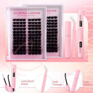 Kit di Ciglia Individuali a Ciuffi con Curvatura C e D, Lunghezze Miste, Confezione Regalo Personalizzata con Specchio per Salone - Product Image 3