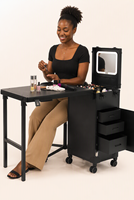 Tables de manucure OBOX OEM/ODM de qualité supérieure, table à ongles noire et rose pour les services d'art des ongles et de pédicure, pour utilisation en salon