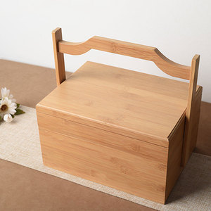 Caja de Madera de Bambú Rectangular, Portátil, para Regalos, Almacenamiento de Pasteles, Caja de Regalo Artesanal - Product Image 1