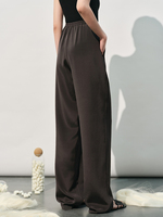 JINFENGYUAN 862618 Pantalon en soie pour femme, coupe ample et droite, long, taille haute, pour l'été, le sport, la gym, la danse, décontracté
