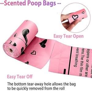 Rouleaux de sacs à déjections canines Huamaohengchun roses, 540 unités, extra épais, résistants aux fuites, écologiques, biodégradables, en nylon - Product Image 3