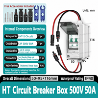 Boîtier de disjoncteur étanche IP65 HT 2P DC MCB 500V 6A-63A pour panneaux solaires photovoltaïques avec connecteur MC4