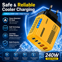 Chargeur multi-ports SDL à charge rapide 2 USB + 3 Type C compatible avec iPhone 16/15 Pro, adaptateur de charge rapide GaN léger