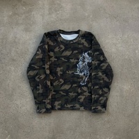 Camiseta de Manga Larga con Estampado Gráfico de Camuflaje Gótico de la Costa Oeste Vintage para Hombre, Venta al Por Mayor, Personalizada, Corte Ajustado, Estilo Urbano