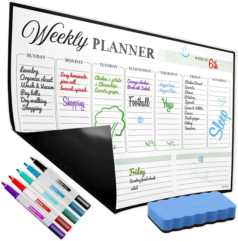 Магнитные магниты на холодильник на заказ, ежедневные и недельные магнитные наклейки, график графика, стираемая магнитная доска для граффити