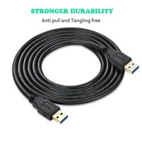 SYONG câble de transfert de données USB 3.0 mâle à mâle haute vitesse 0.3m, noir pour boîtiers de disque dur lecteur DVD imprimante pour ordinateur portable caméra