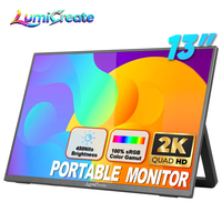 Moniteur portable LumiCreate IPS Type-C 13 pouces, résolution 2K, haut-parleur intégré, angle de vision de 178° pour consoles de jeu, ordinateurs portables