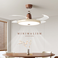 Lampe de ventilateur de plafond LED décorative moderne de 42 pouces avec lumières lustre haut rétractable chine télécommande BT haut-parleur moteur à courant continu