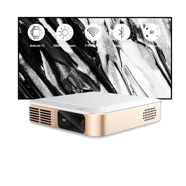S-230 Portable Projector 4K Native Outdoor Cinema 9600mAh Battery Dual-Band WiFi DLP Android 1080P-for 4K Video