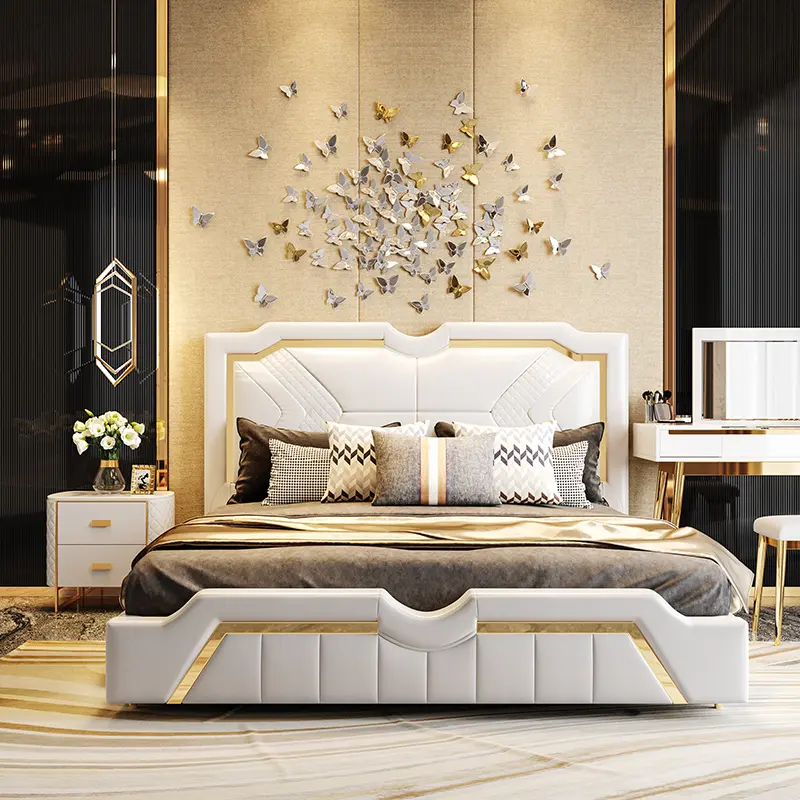 Cama diseños modernos muebles de dormitorio italianos cama king size de lujo moderno con dormitorio king size juego de camas dobles modernas de madera