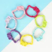 Gantungan Kunci Cincin Pegas Bunga Terbuka Ramah Lingkungan dengan Desain Kucing KT Lucu, Bahan Logam Paduan, Cetak UV, DIY Perhiasan