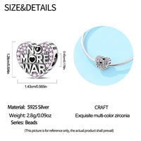 Bracelet en argent sterling 925 de haute qualité, perles personnalisées DIY, pendentif ballon d'air, breloques cœur rose, bracelet DIY, cadeau de bijoux