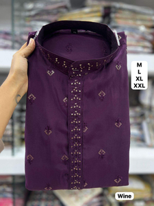 Kurta indien traditionnel pour homme, en rayonne brodée et coton, réversible, toutes saisons, pour les occasions festives - Product Image 3