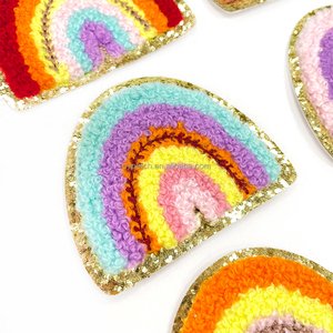 Patch en chenille arc-en-ciel, badge brodé bohème, applique colorée soleil nuage étoile thermocollante pour veste, sac, vêtements DIY, décoration pour filles - Product Image 2