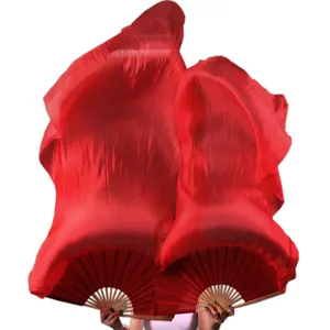 Synthetic Material Solid red Color Belly Dance Dancing Practice Fan Veil