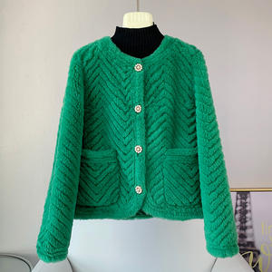 Abrigos cálidos cortos de piel de lana de cordero para mujer, chaqueta de abrigo <span class=keywords><strong>juvenil</strong></span> de oveja para mujer - Product Image 2