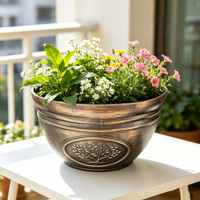 Pot de fleurs ovale décoratif en plastique PP à bord épais avec finition par injection pour usage domestique et extérieur, écologique et durable