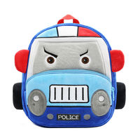 Sac à dos en peluche personnalisé avec logo, motif voiture pour enfants, mignon dessin animé, en polyester, sac d'école tendance pour enfants avec fermeture éclair