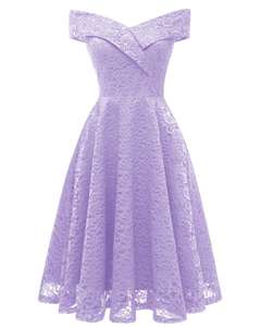 Robe mi-longue élégante, couleur unie, épaules dénudées, tenue de soirée, printemps été - Product Image 6