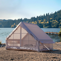 Tente de camping gonflable 2 personnes 6,3 m² jaune clair, porte unique, imperméable, Oxford, auto-élevante, portable, pour randonnée, jardin, camping en voiture