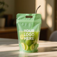 Sachets personnalisables à fermeture éclair, à fond plat, avec poignée, pour jus, eau minérale, aliments pour animaux, liquides et gelées