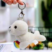 Porte-clés en peluche douce d'animaux marins, lot de 5 animaux marins en peluche pour décoration de porte-clés, cadeaux Dauphin, Requin, Orca, Phoque, Beluga