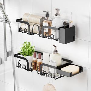 Estante de Ducha Autoadhesivo Sin Taladro, Estantes Negros para Baño con Cesta y Soporte para Cepillo de Dientes y Jabón - Product Image 4