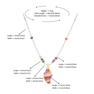 Nuova Collezione 2026: Collana Bohémien con Conchiglie Colorate e Perle in Pietra Naturale Bianca di Thassos, Placcata in Oro 18K per Donna - Product Image 6