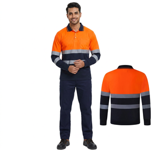 T-shirt de sécurité haute visibilité orange à manches longues pour travaux ferroviaires et de construction, vente en gros - Product Image 1