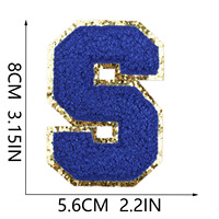 Patch Bordir Chenille Setrika untuk Kain Non-Woven 8cm Biru Safir Bordir Handuk Huruf Inggris Bordir Komputer