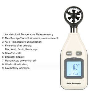 GM816A Mini LCD Digital Handheld 30 m/s Wind Speed Meter Scale Anemometer Thermometer Measure Tool - Product Image 3