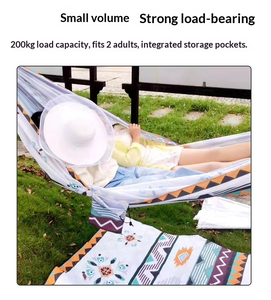 आउटडोर टिकाऊ 2-सीटर वयस्क स्विंग हैममॉक कैंपिंग और यात्रा के लिए कैनवास स्ट्रिप डिजाइन के साथ - Product Image 5