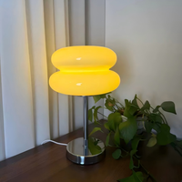 Lampe de table en verre Macaron Bauhaus à LED à 3 couleurs avec variateur d'intensité, directement de l'usine, pour la décoration du salon et de la chambre à coucher
