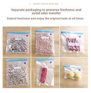 Sacchetto Richiudibile Multifunzionale Stile Europeo con Chiusura a Zip, <span class=keywords><strong>Sottovuoto</strong></span>, in Plastica Riutilizzabile PE Riciclabile per Conservazione Alimenti - Product Image 5