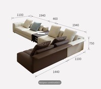 Italienisches Luxus-Design Modernes Echtleder Hochwertiges Wohnzimmer-Möbelset Ecksofa