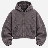 Veste de travail homme personnalisée B2B en toile de coton délavée olive, style vintage avec éclaboussures de peinture, OEM ODM, vente en gros, marque privée