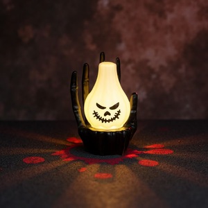 Luci LED a Forma di Mano di Scheletro e Zucca per Halloween, Candela Elettronica Bianco Caldo con Volti Spaventosi per Decorazioni da Tavolo e Feste - Product Image 3