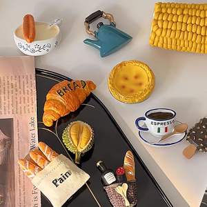 Venta al por mayor moderno creativo 3D realista ecológico magnético nevera Imanes resina pan comida fruta decoración transfronteriza - Product Image 4